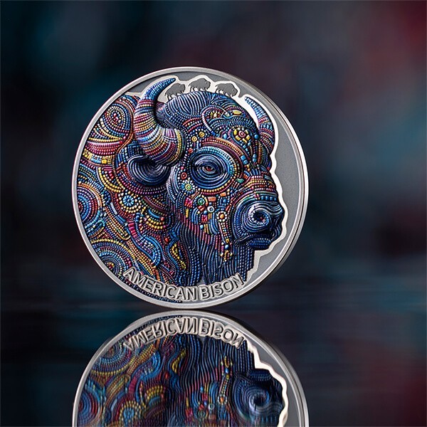2025 Cameroon American Bison Patterns of the World 2 oz Silver Coin