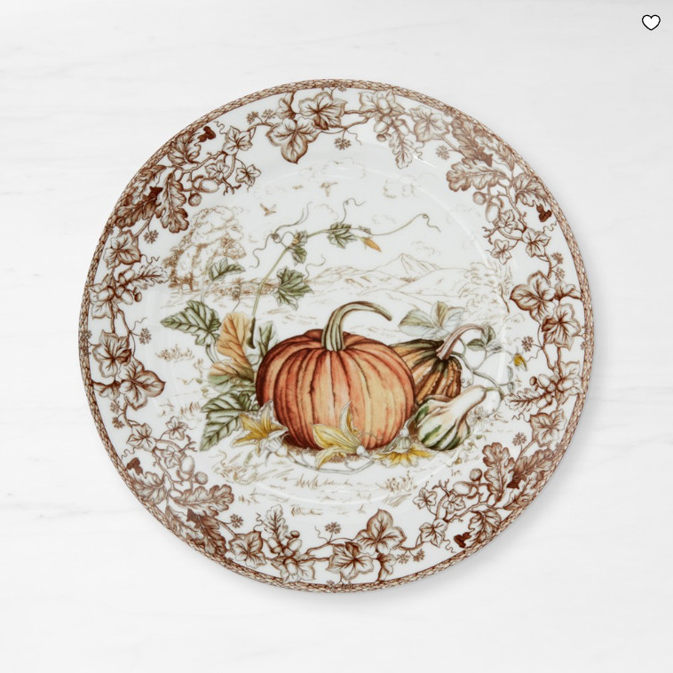 Set of 8 - Williams Sonoma Plymouth Pumpkin Dinner Plates