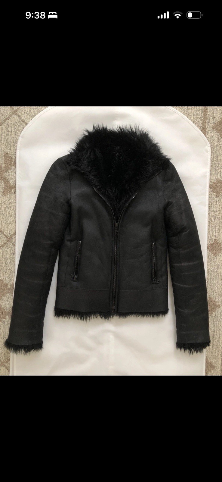 Theory Black Shearling Sheepskin Lamb Fur Jacket Petite Small Theory Black Shearling Sheepskin Lamb Fur Jacket Petite Small