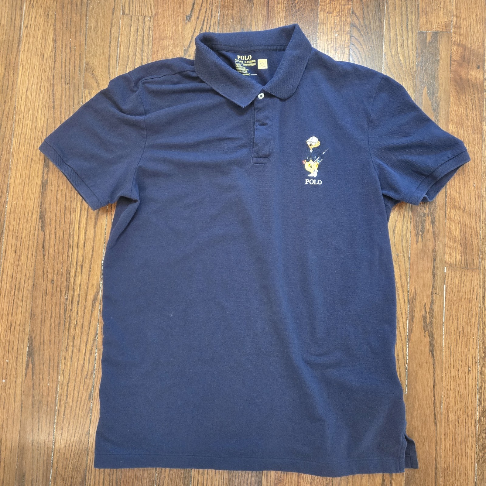 Polo Ralph Lauren Performance Pro Fit Size Large Navy Embroidered Bear Logo Polo Ralph Lauren Performance Pro Fit Size Large Navy Embroidered Bear Logo