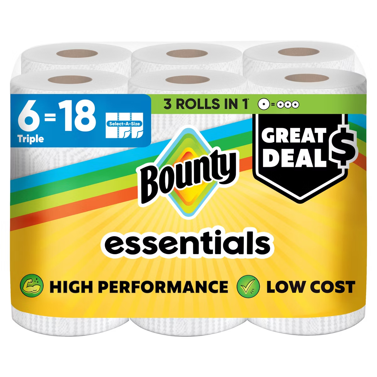 Bounty Essentials Select-A-Size Paper Towels - 6 Triple Rolls