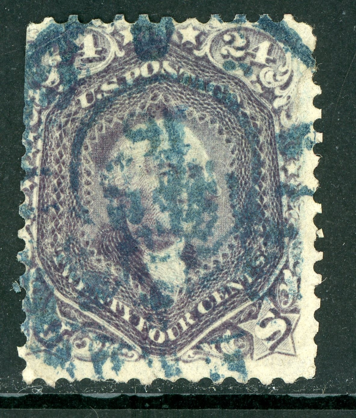 USA 1862 Washington 24¢ Red Lilac Scott #70 VFU E469 USA 1862 Washington 24¢ Red Lilac Scott #70 VFU E469