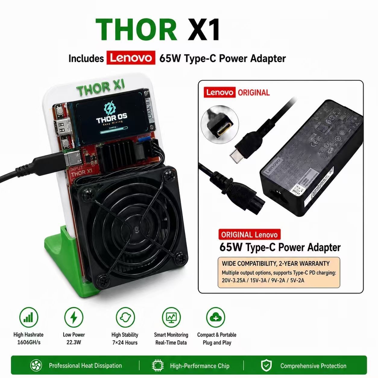 Hammer THOR X1 3.2TH/s 36W BM1373 BTC Bitcoin Miner Solo Mining + Power Adapter Hammer THOR X1 3.2TH/s 36W BM1373 BTC Bitcoin Miner Solo Mining + Power Adapter