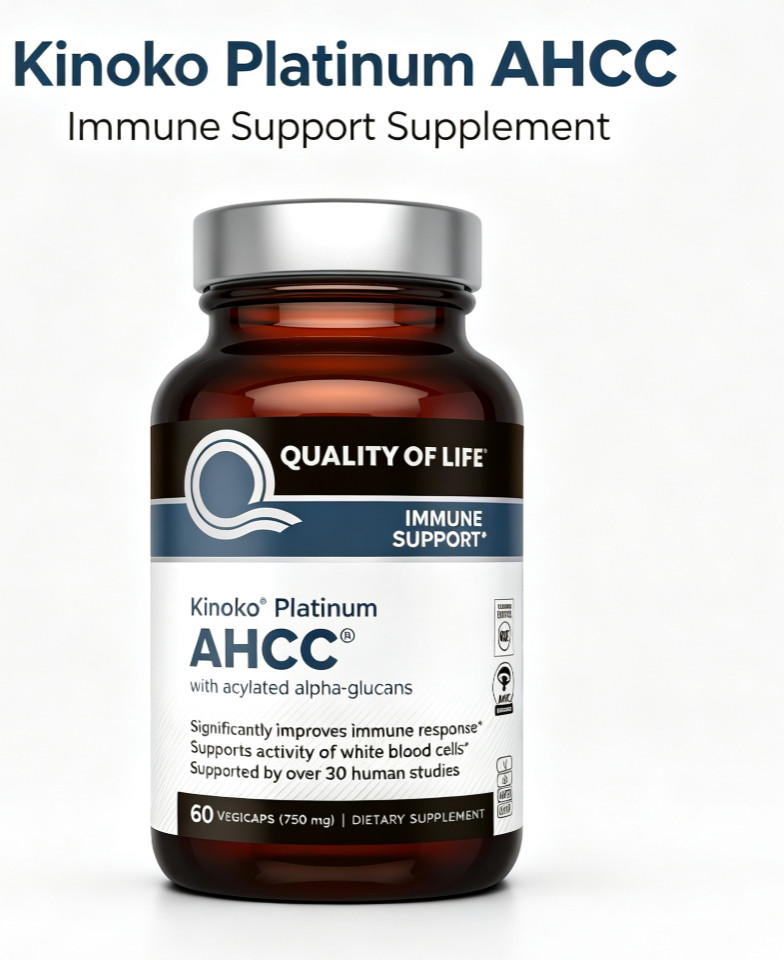Kinoko Platinum AHCC, 1 PACK, Immune Support, 750 mg, 60 capsules