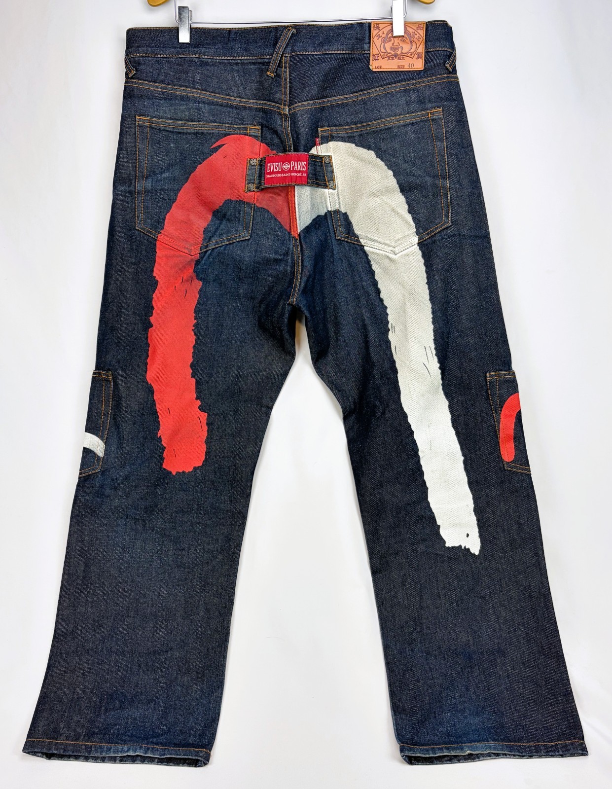 Vintage Evisu Paris Daicock Denim Jeans Mens 40x32 Painted Seagull Dark Wash