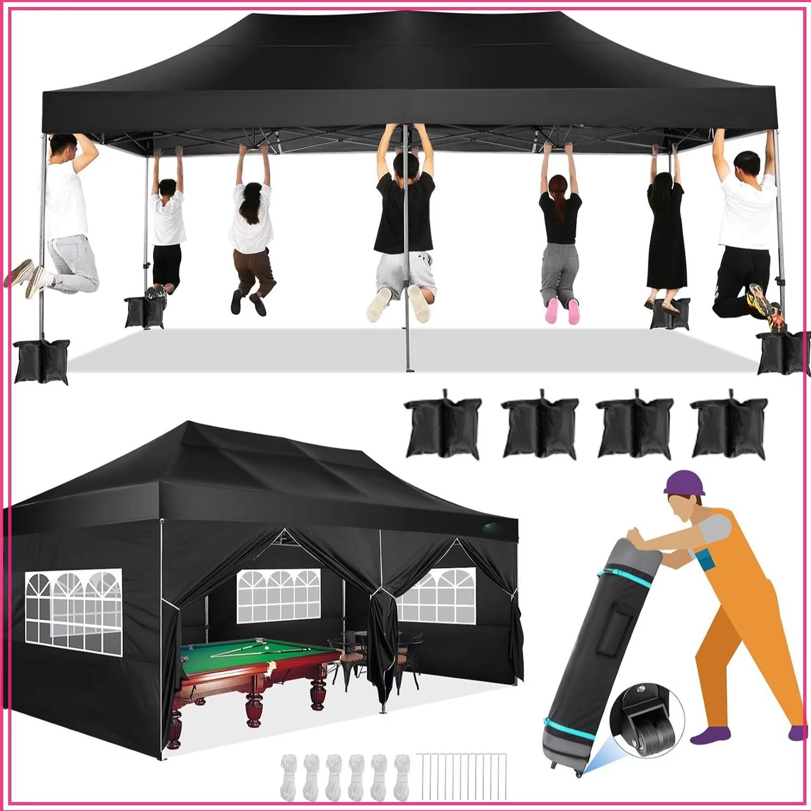 10x20 Pop Up Canopy Tent Commercial Heavy Duty Waterproof Gazebo Thickened Frame 10x20 Pop Up Canopy Tent Commercial Heavy Duty Waterproof Gazebo Thickened Frame