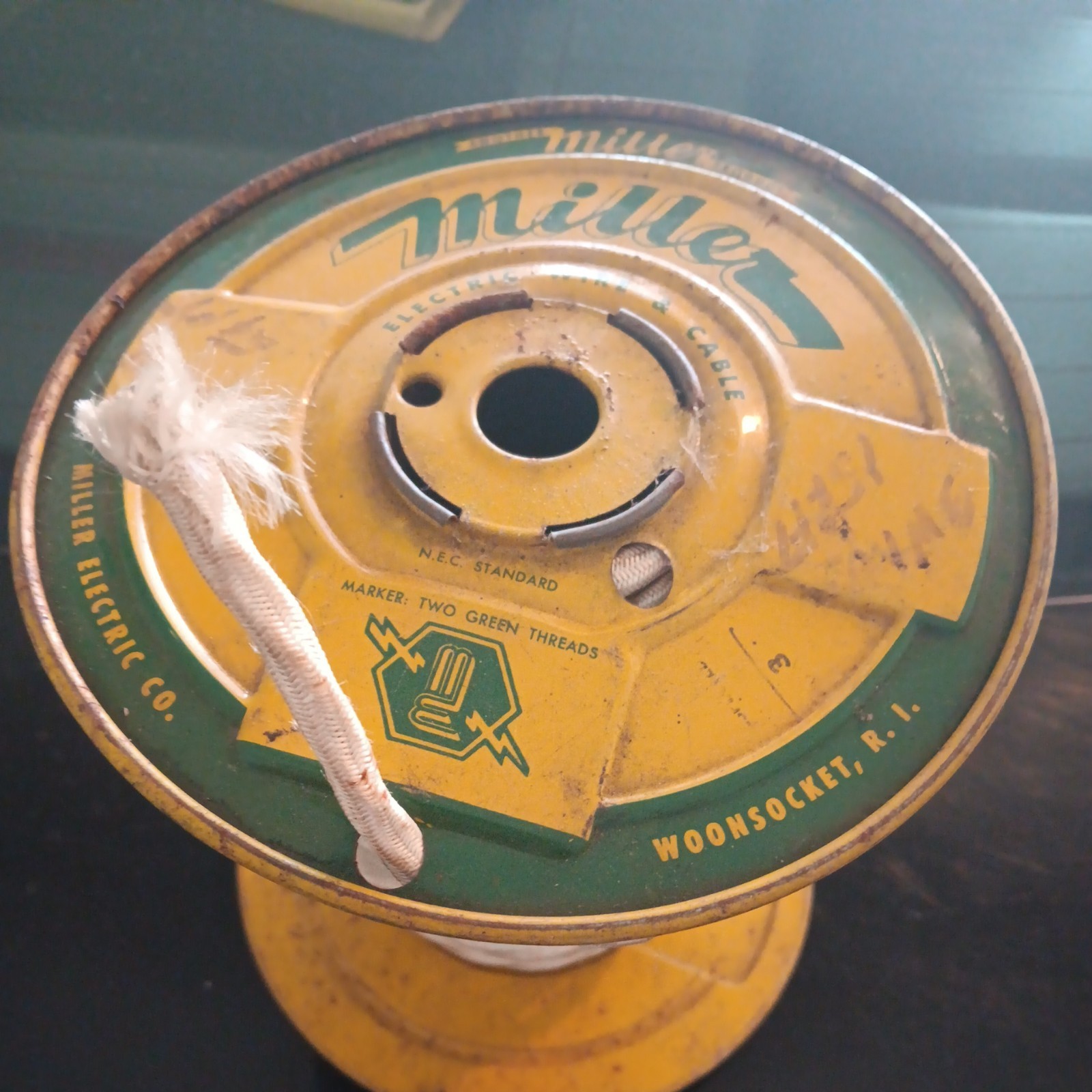 Vintage Miller Electric Wire Spool-Woonsocket RI-metal Reel 