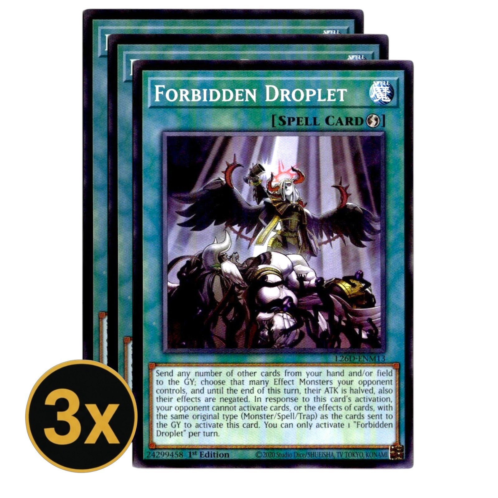 3x Forbidden Droplet L26D Yugioh Playset NM #L26D-ENM13