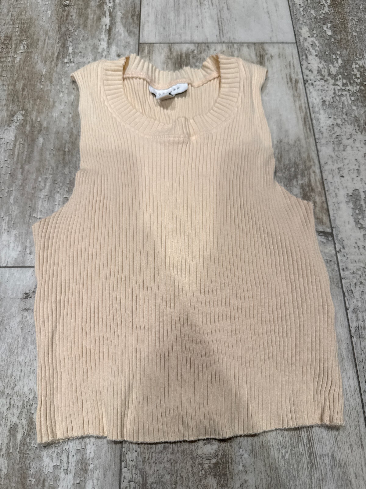 Topshop US 6 Cream Ribbed Sleeveless Knit Top Y2K Topshop US 6 Cream Ribbed Sleeveless Knit Top Y2K