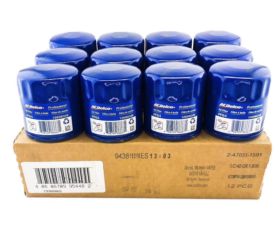 NEW PF 64 Engine Oil Filter Pack of 12 ACDelco Pro PF64  CASE 12696048 12640445