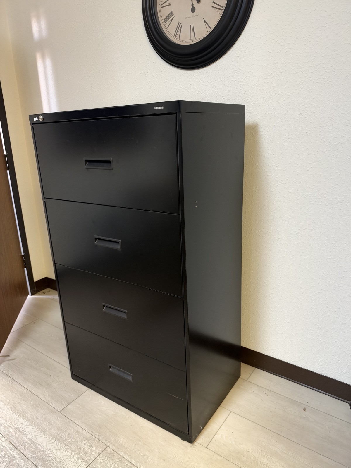 Hon Lateral 4-Drawer File Cabinet Black Steel 30