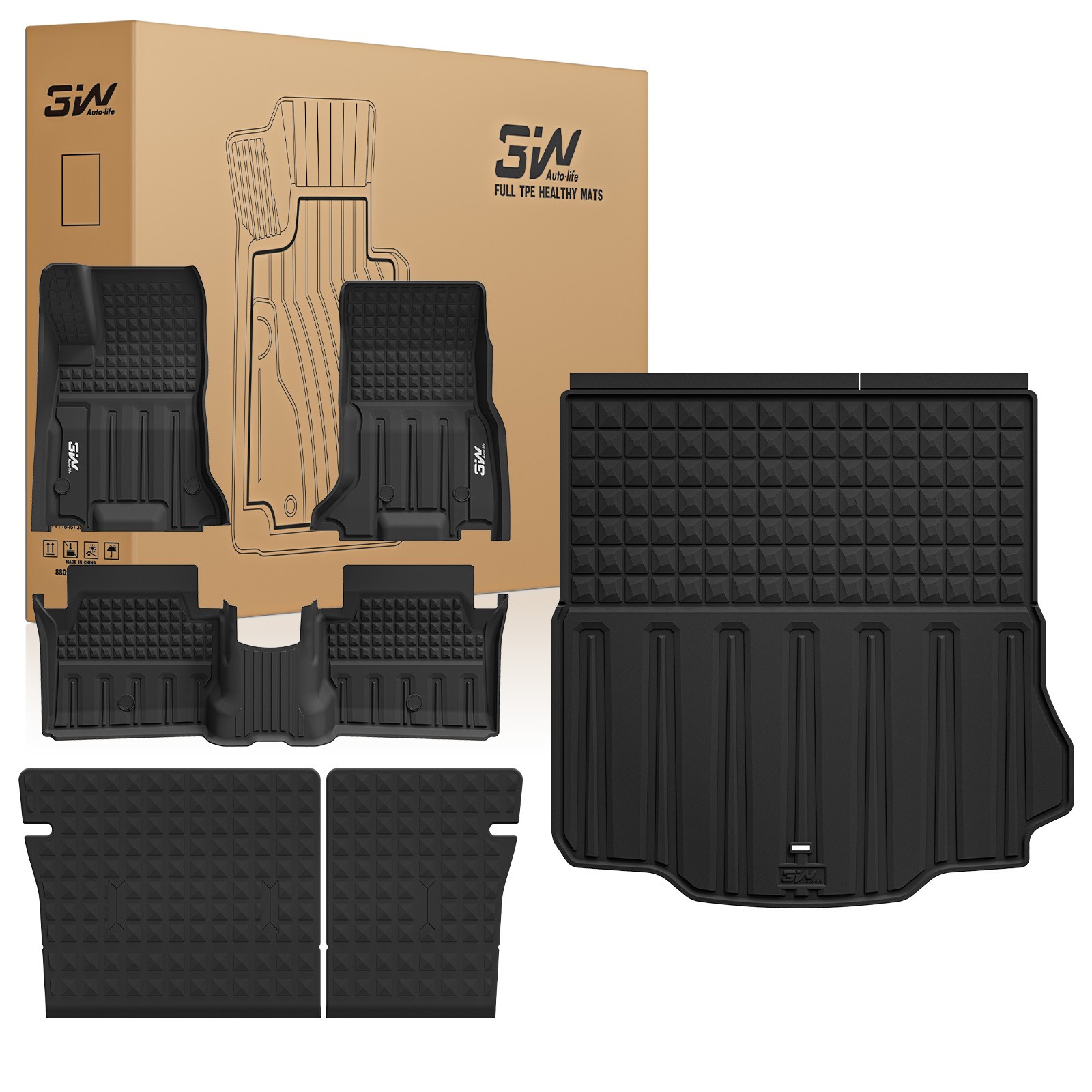 3W Floor Mats &Cargo Liner &Seatback Mats for 2024-2026 Dodge Charger EV 2-Door