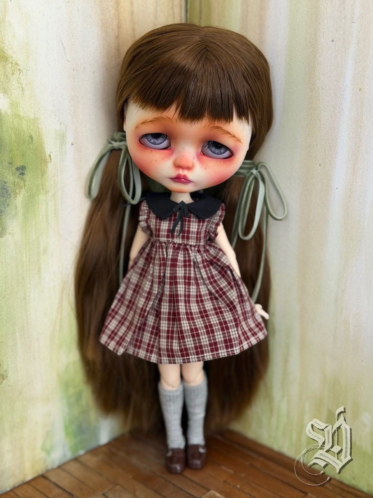 OOAK Blythe Custom Doll By Amber Carr Dollinquent Sad Eyes Girl