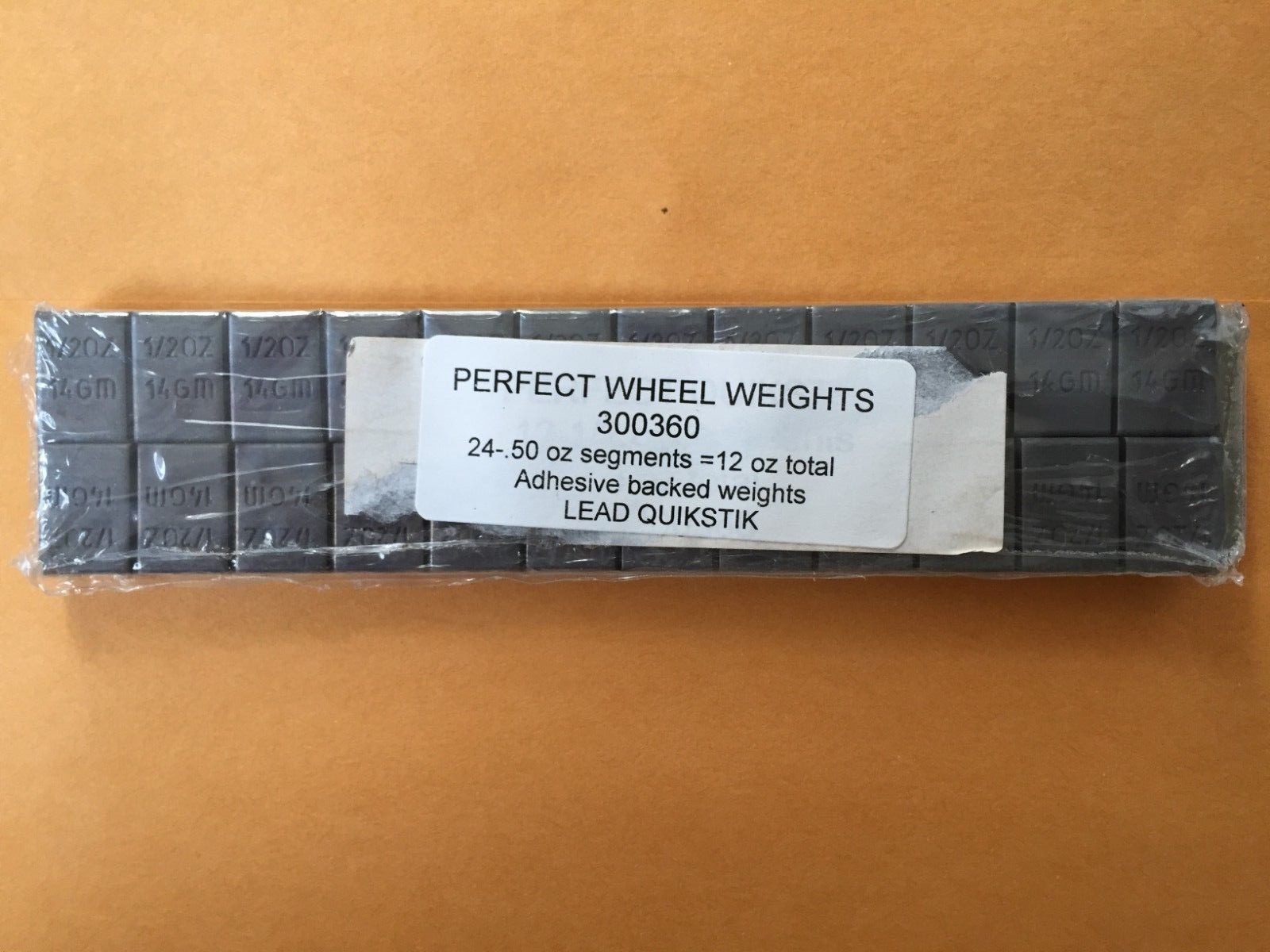 PERFECT ADHESIVE STICK ON LEAD WHEEL WEIGHTS-24-1/2 oz SEGMENTS 12 oz total