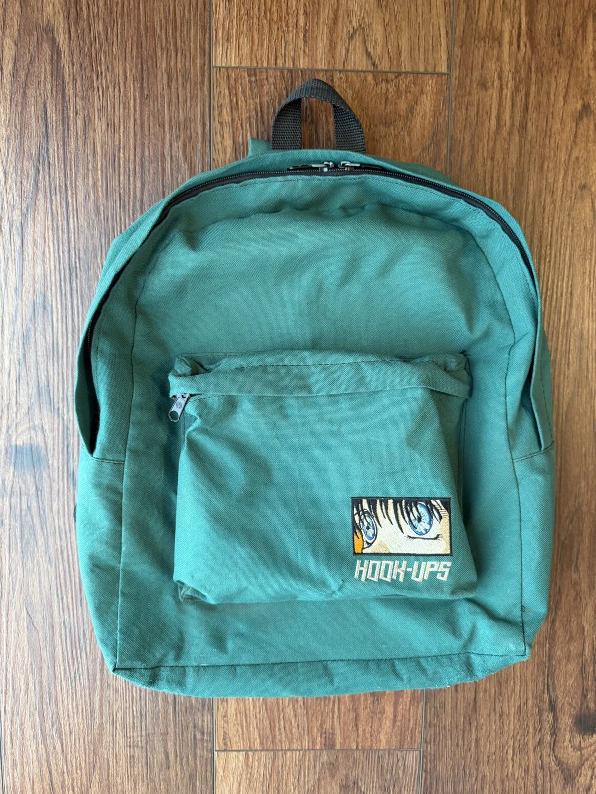 HOOK UPS Backpack 1990s Angel Eyes Embroidered Graphic Jeremy Klein Rare Vintage