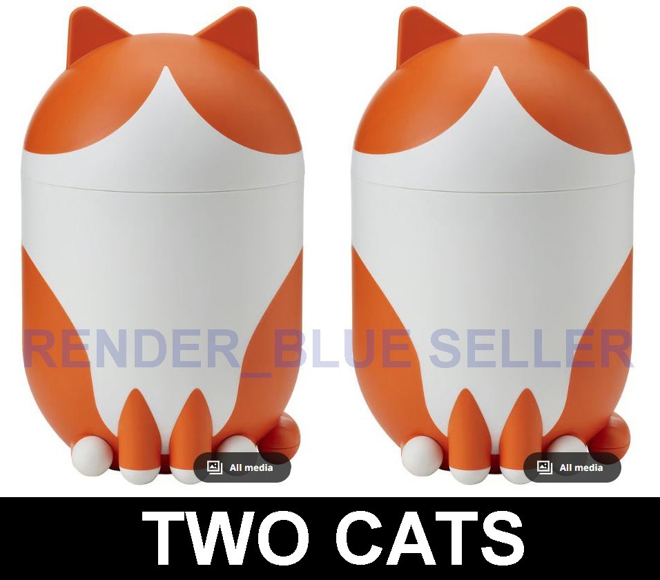 TWO BRAND NEW IKEA GREJSIMOJS CUTE ORANGE WHITE CAT SHAPED PLASTIC CONTAINERS😺