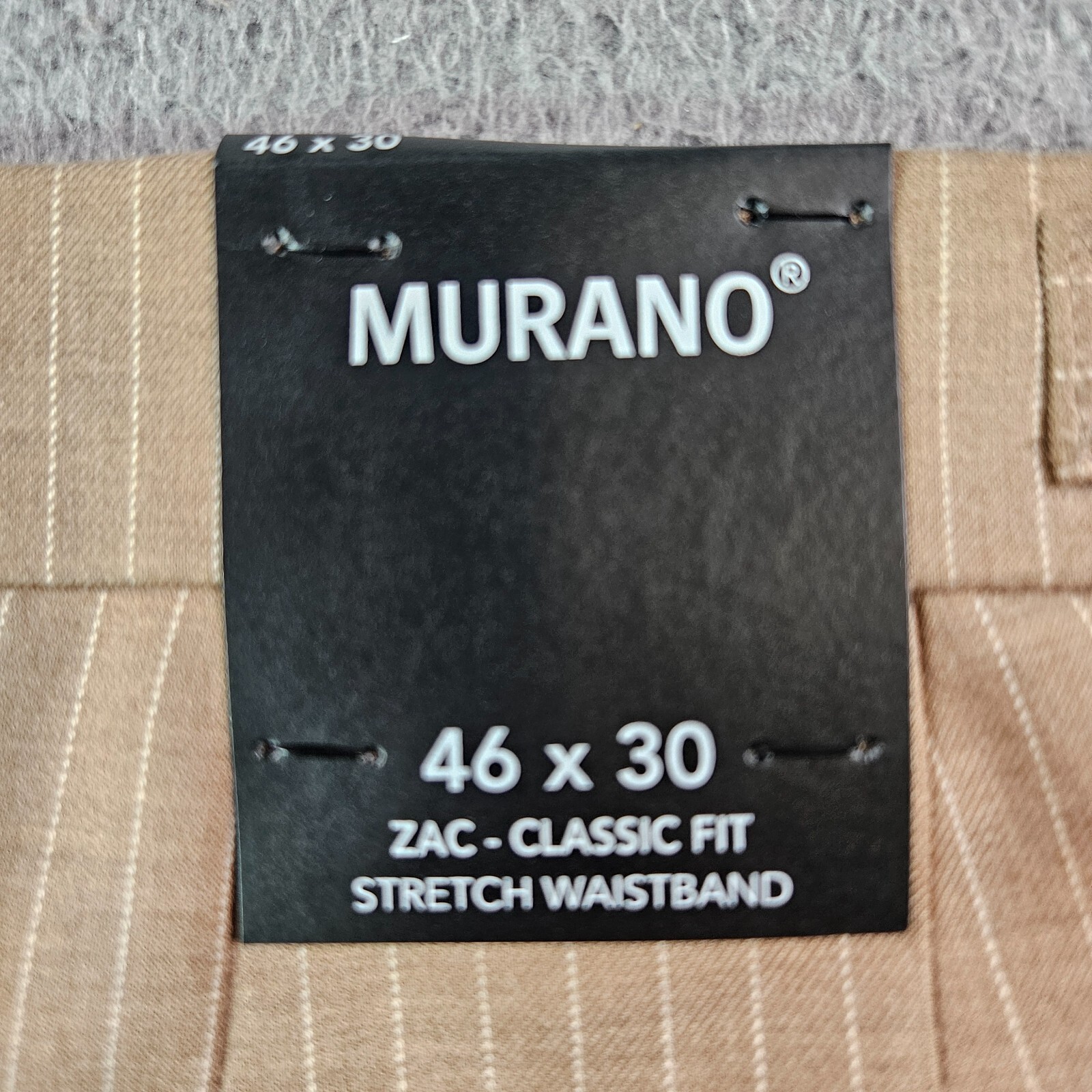 $99 NWT Murano Big Man Dress Pants Men 46x30 Zac Pleated Brown Pinstriped