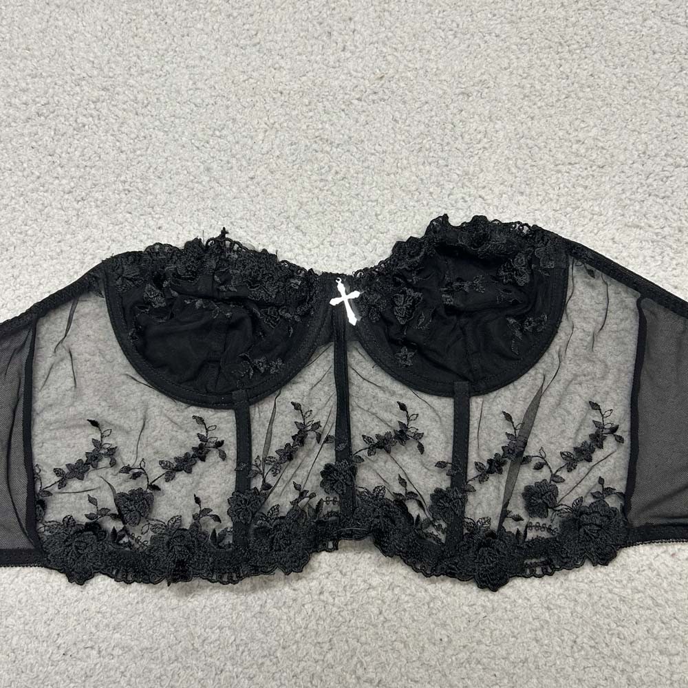 Romwe Bra XL Goth Longline Bra Cross Lingerie Bra Mesh NWT