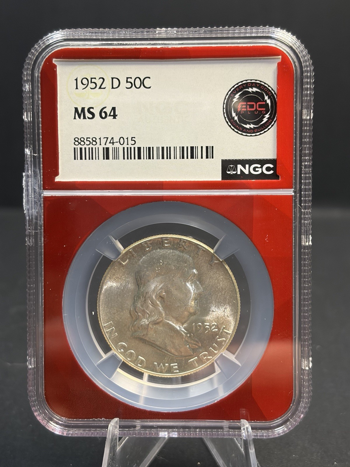 1952 D FRANKLIN HALF DOLLAR NGC MS64 - UNCIRCULATED   CRISP WHITE