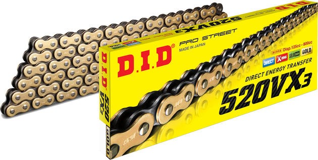 DID 520 VX3 Series X-Ring Chain 140 Links Gold