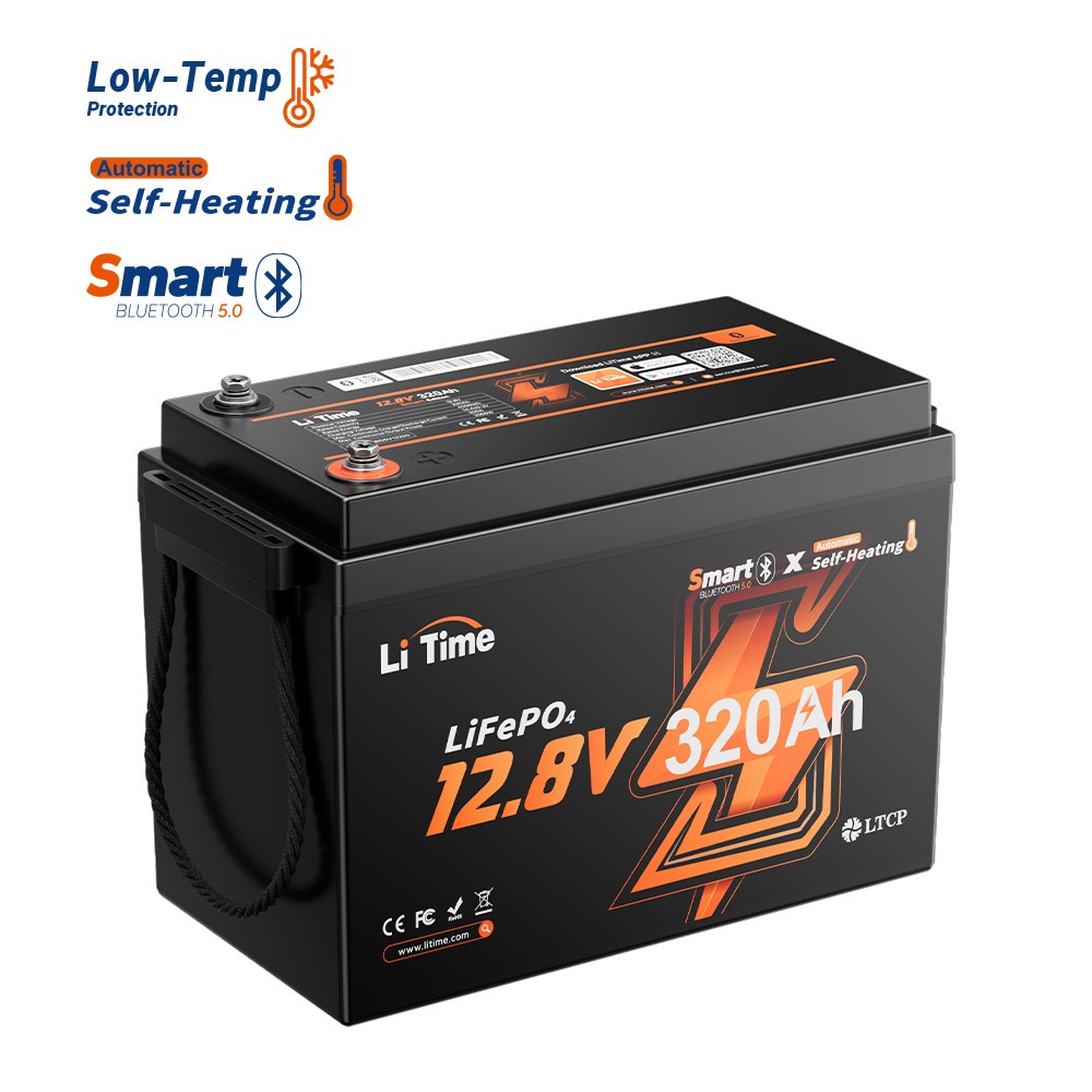 Refurbished LiTime 12V 320Ah mini Self Heating Bluetooth Lithium Battery For RV