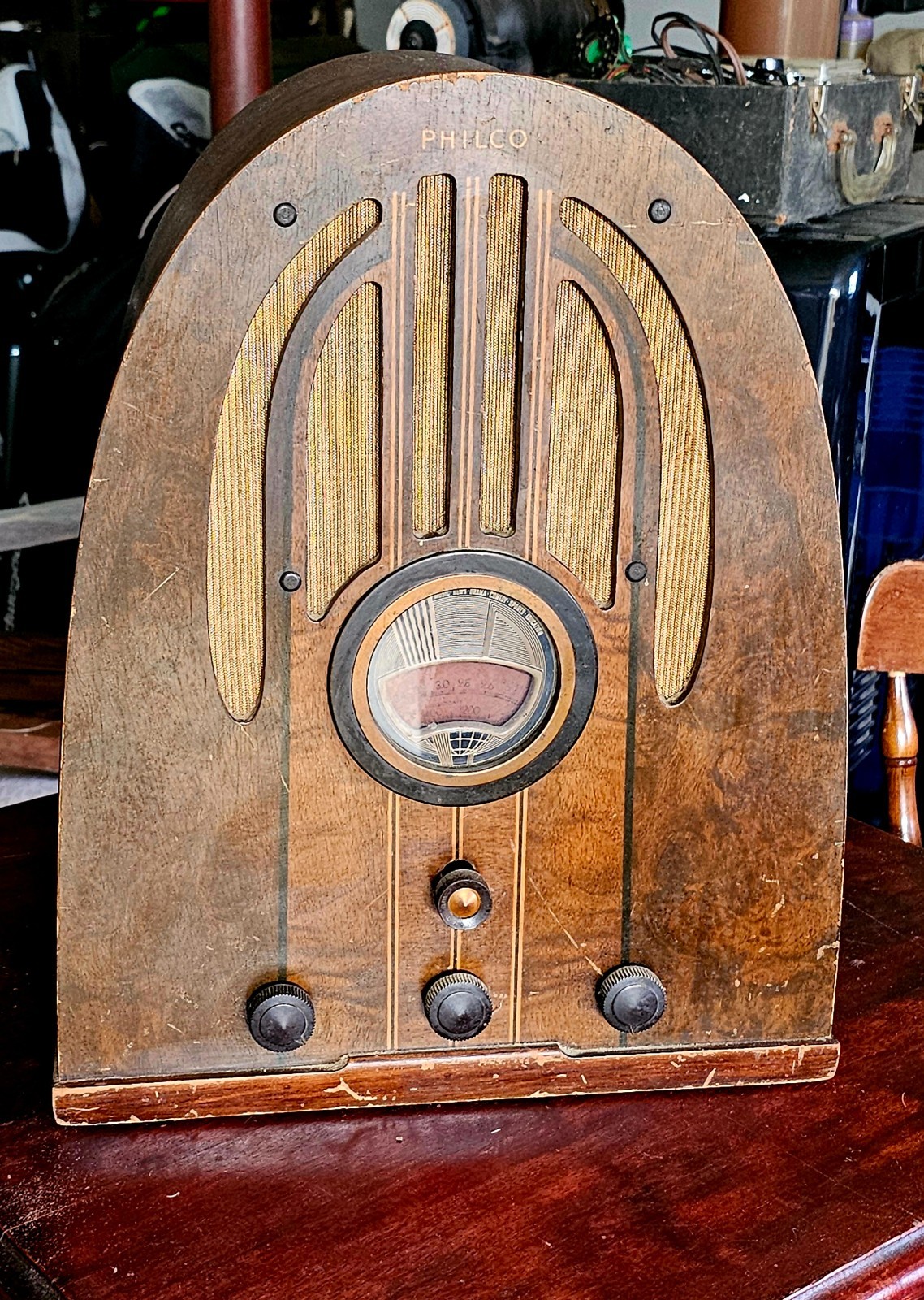 Vintage Philco Model 37-89 B Cathedral AM/PB Radio Perfect For Restoration