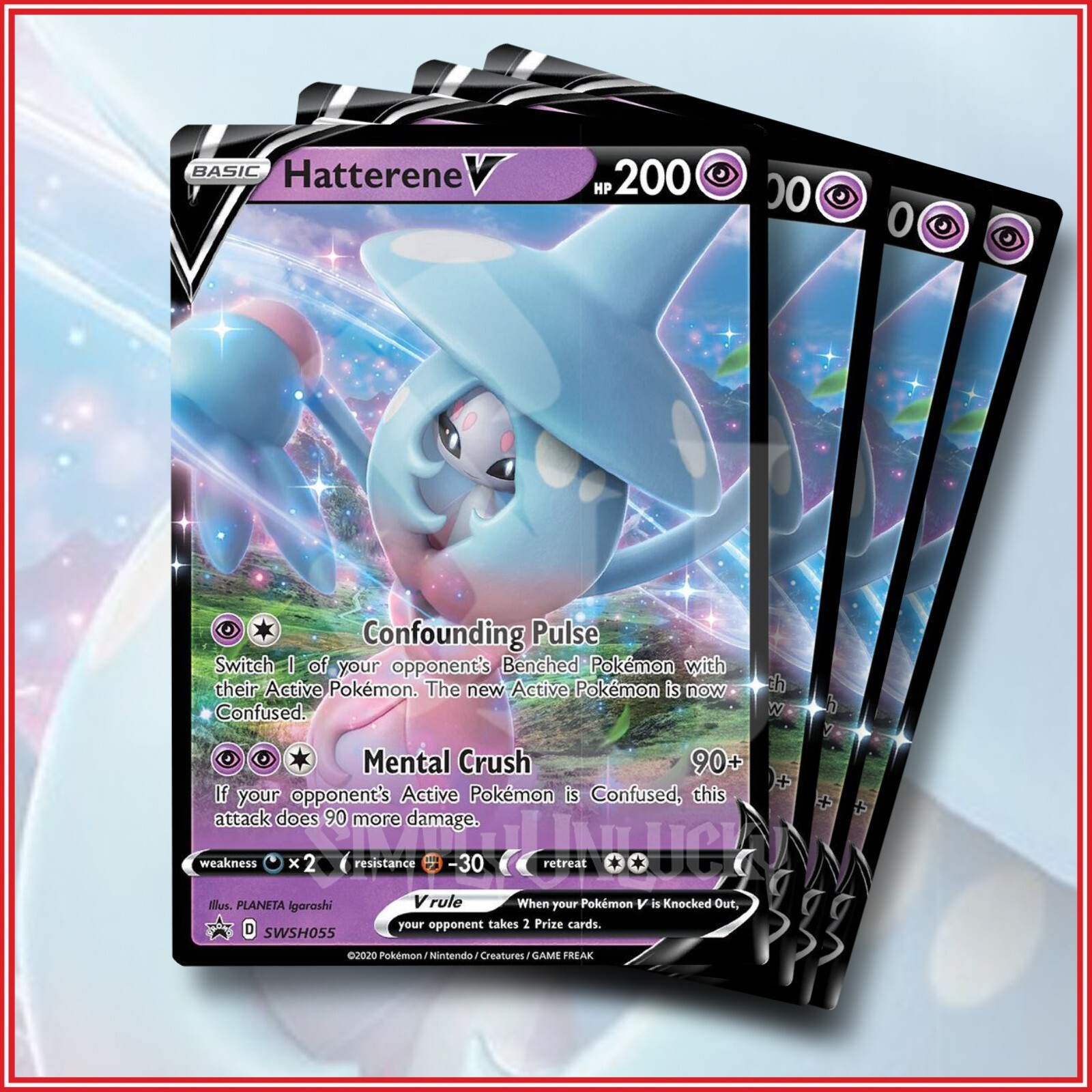 Pokémon TCG Hatterene V SWSH055 Sword & Shield Promo Set of 4