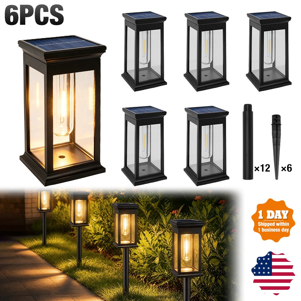 6 Pack Solar Garden Lights Waterproof Landscape LED Lights Outdoor Pathway Yard
