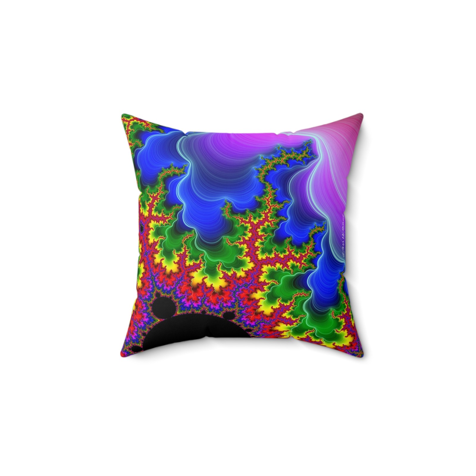 Reversible Fractal Art Pillow: Psychedelic Boho Decor Reversible Fractal Art Pillow: Psychedelic Boho Decor