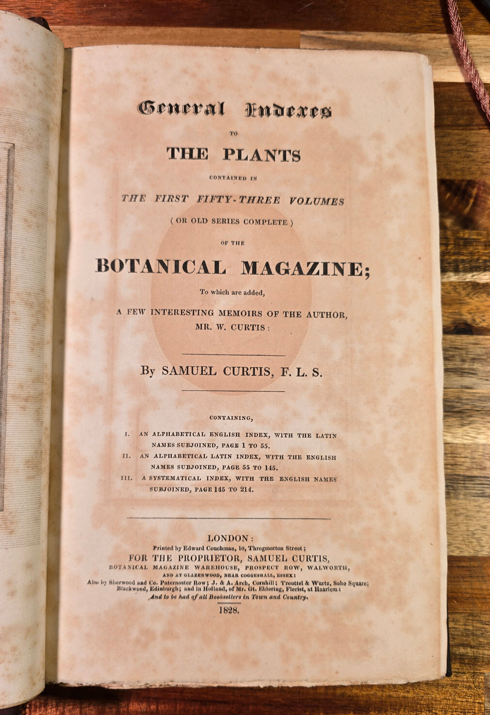 Curtis’s Botanical Magazine Index to Vols. 1–53 (1828) + Cursive Continuation Curtis’s Botanical Magazine Index to Vols. 1–53 (1828) + Cursive Continuation