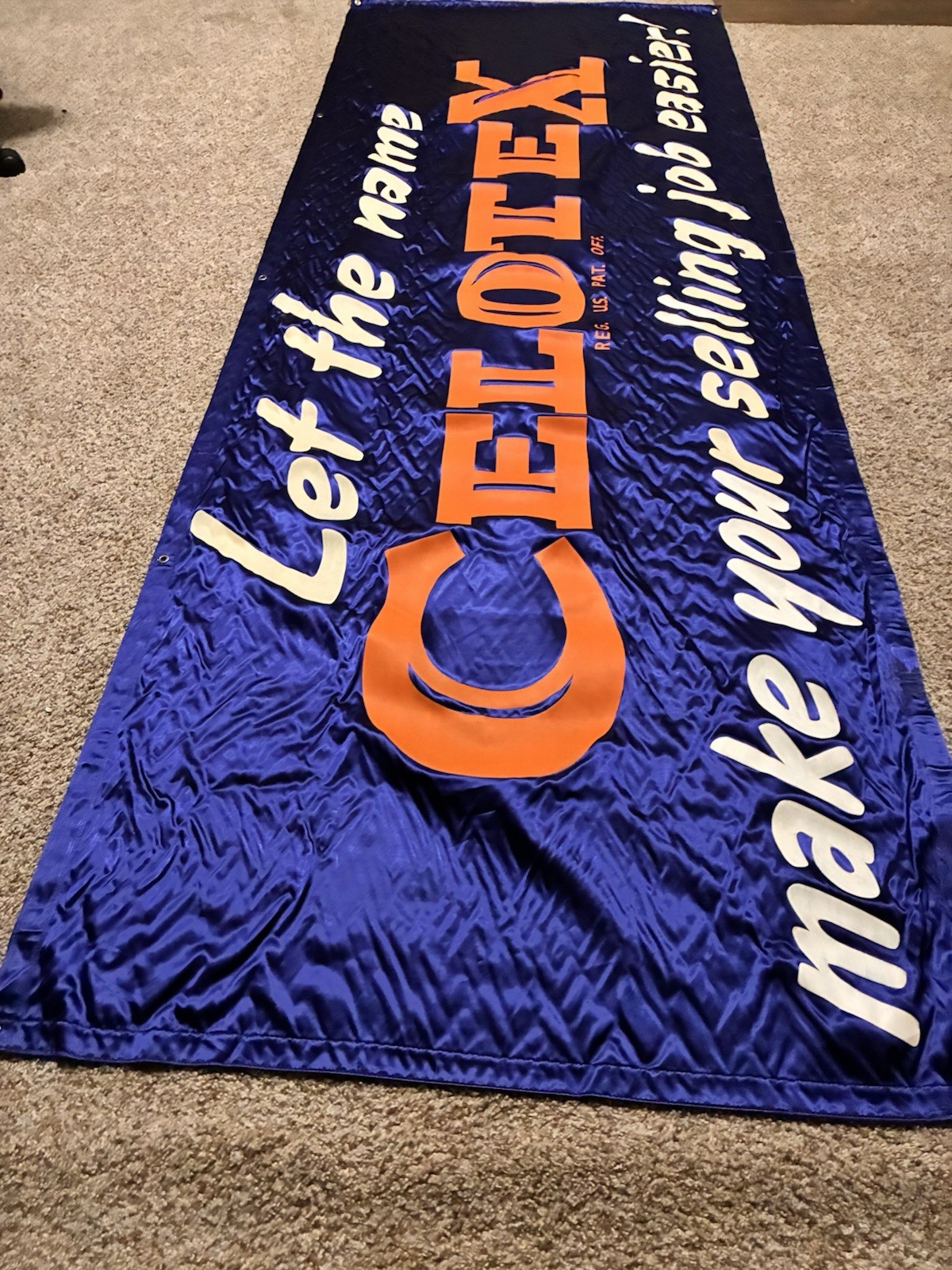 Vintage Celotex 8x3 Satin Dealer Banner + Original Chicago Tube 1940s-50s Rare
