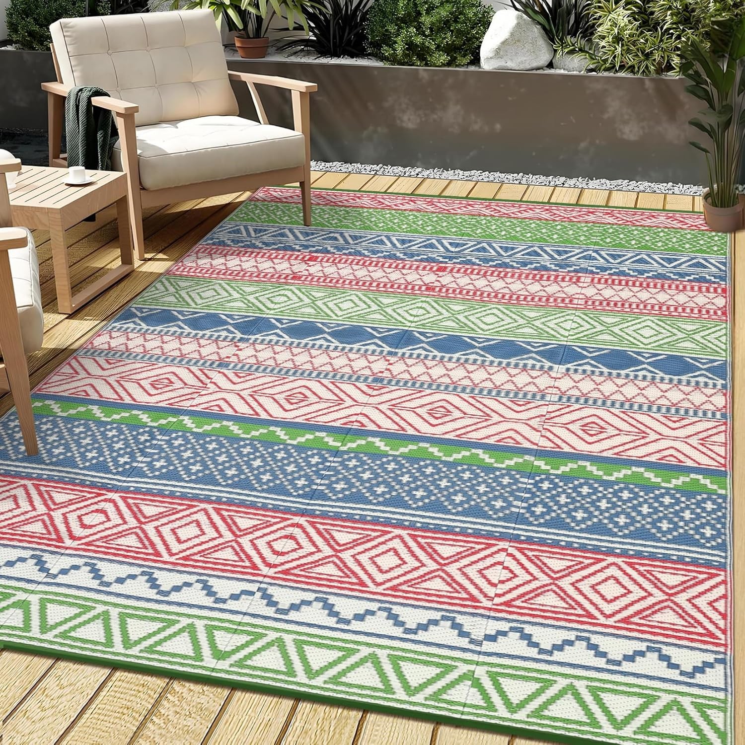 Waterproof Reversible Outdoor Rug Plastic Straw Carpet Camping Mat for RV Beach