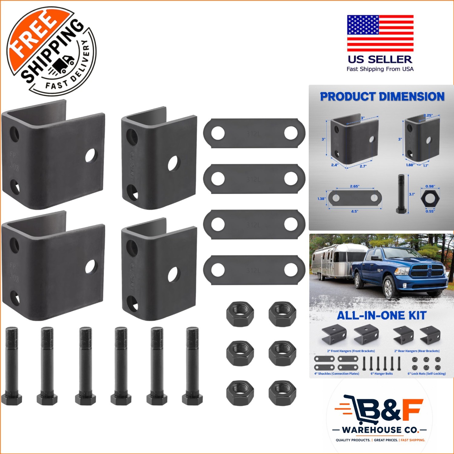 Complete Trailer Suspension Hanger Kit for 1-3/4\