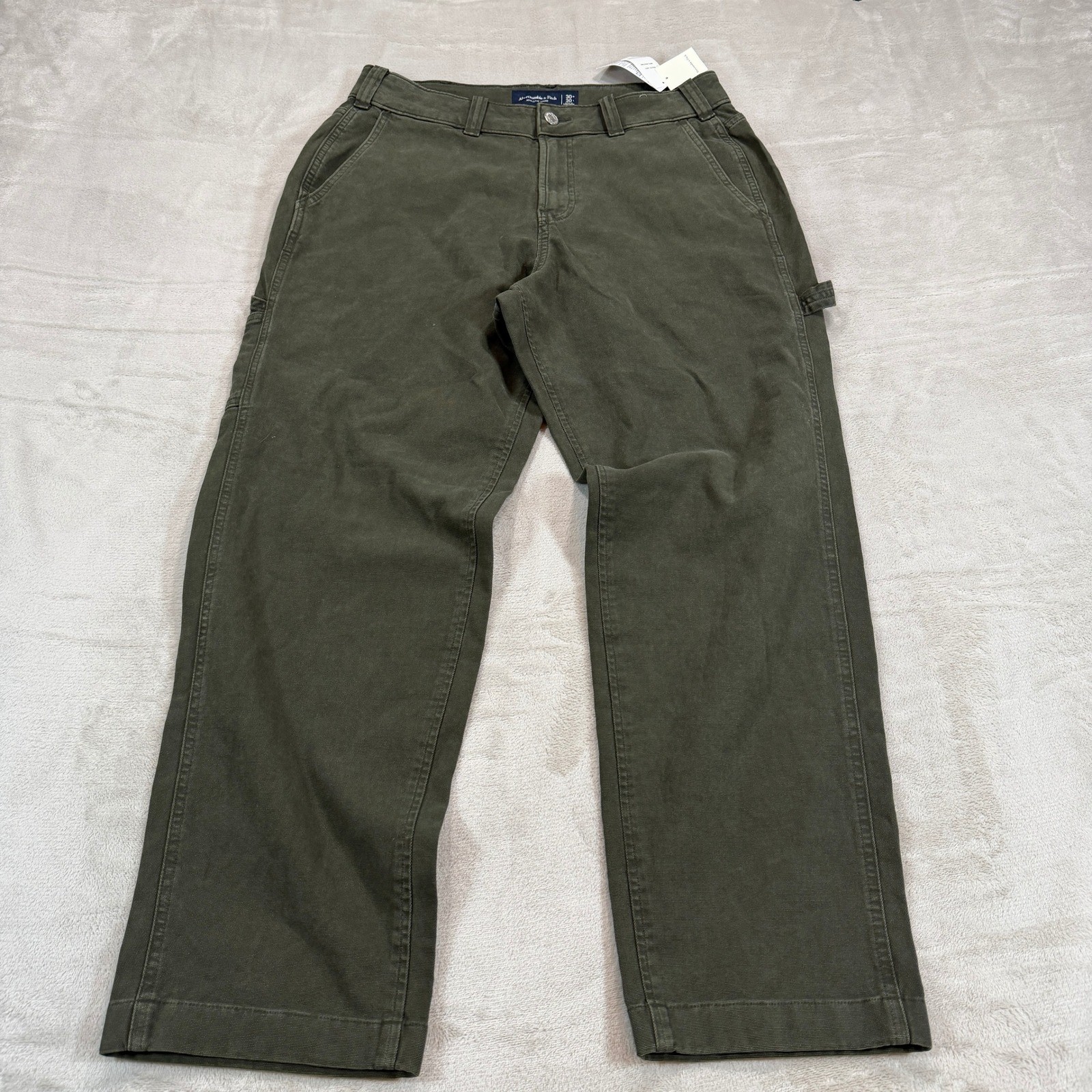 NEW Abercrombie & Fitch Mens 30x28 Athletic Loose Carpenter Pants Olive Green
