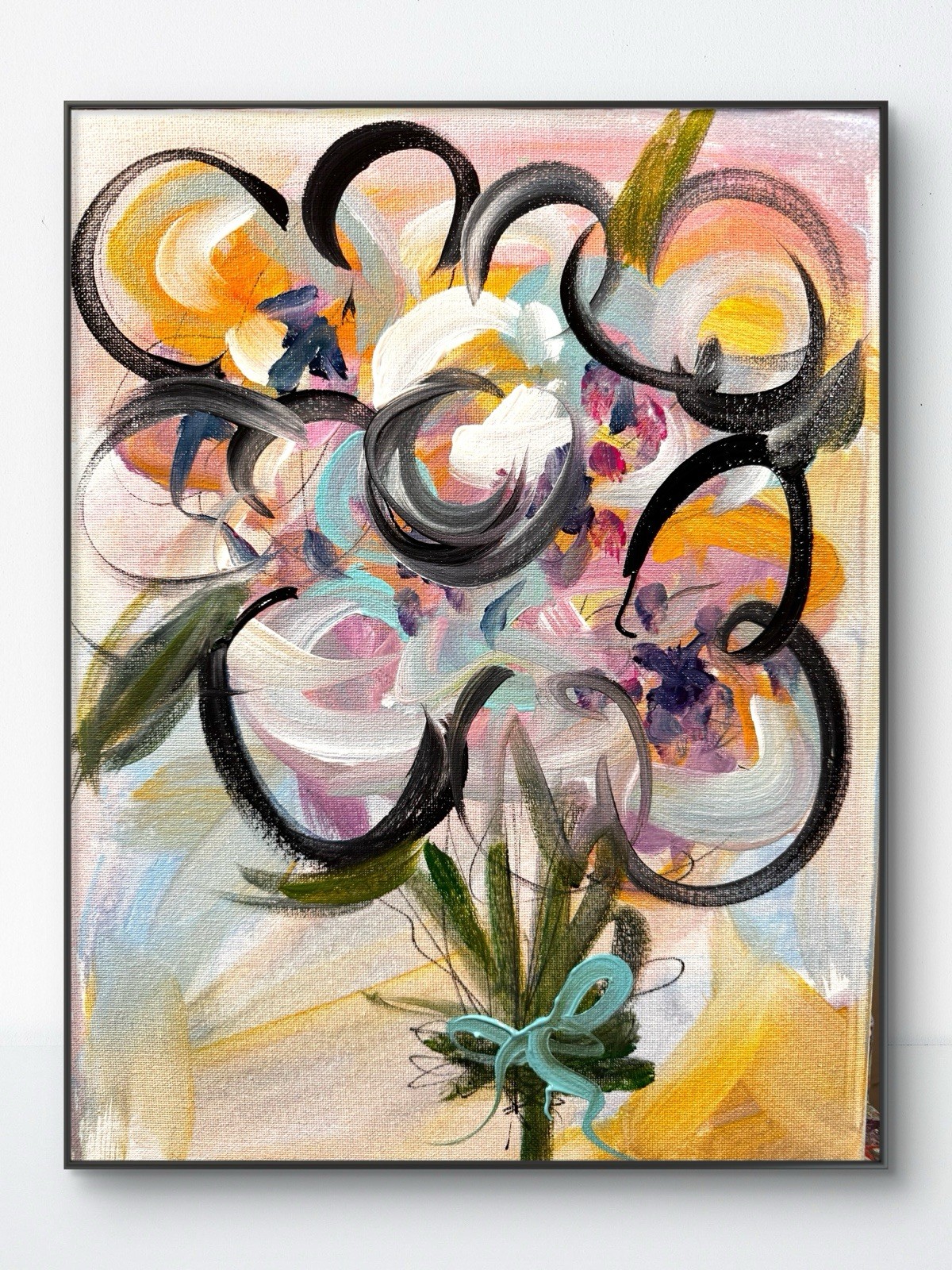 SAMATOWIC Flower Bouquet 11x14 Abstract Expressionism Signed Original Art 408