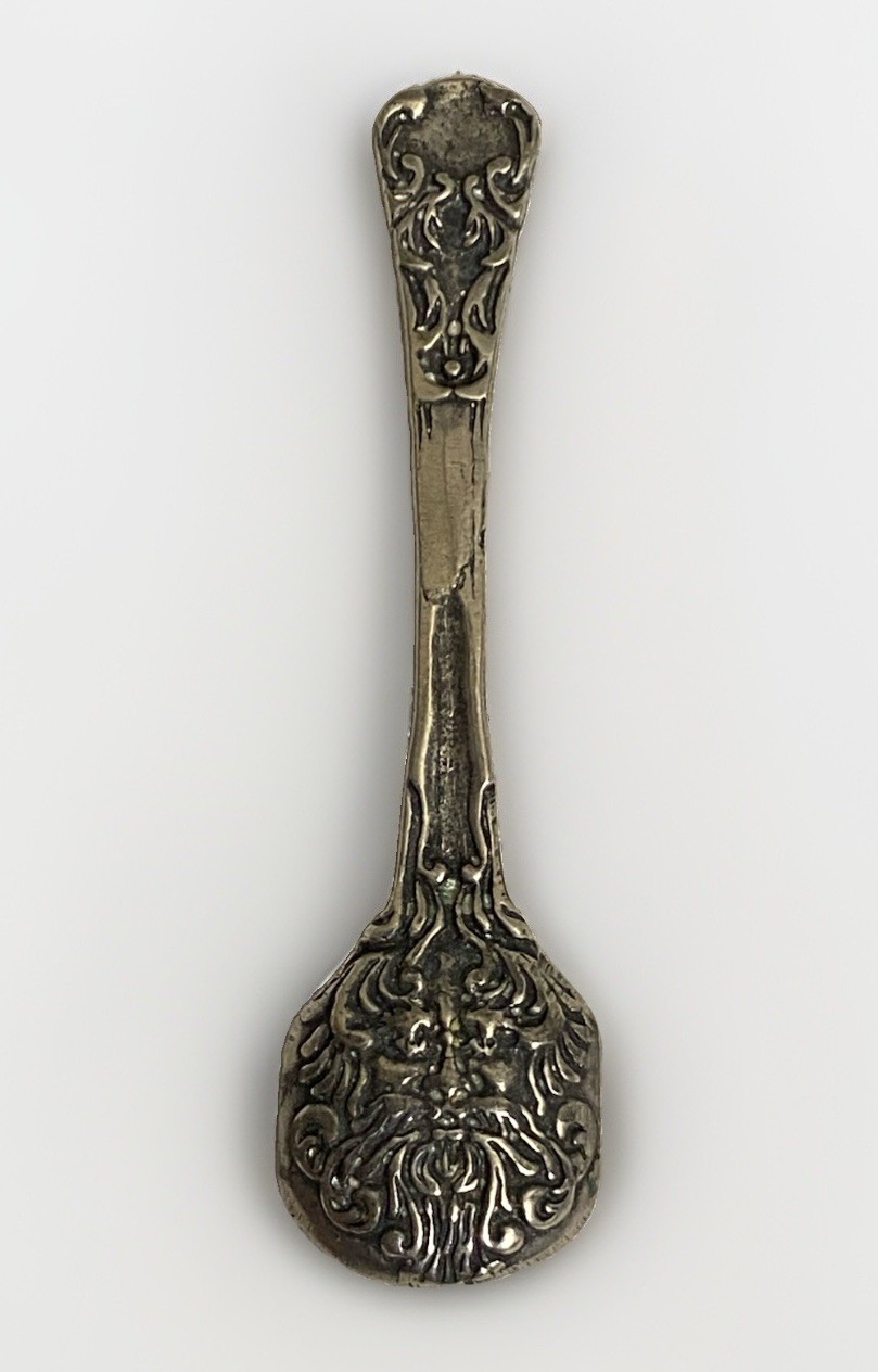 Antique 1894 Dominick & Haff RENAISSANCE Sterling Silver Salt Spoon Green Man