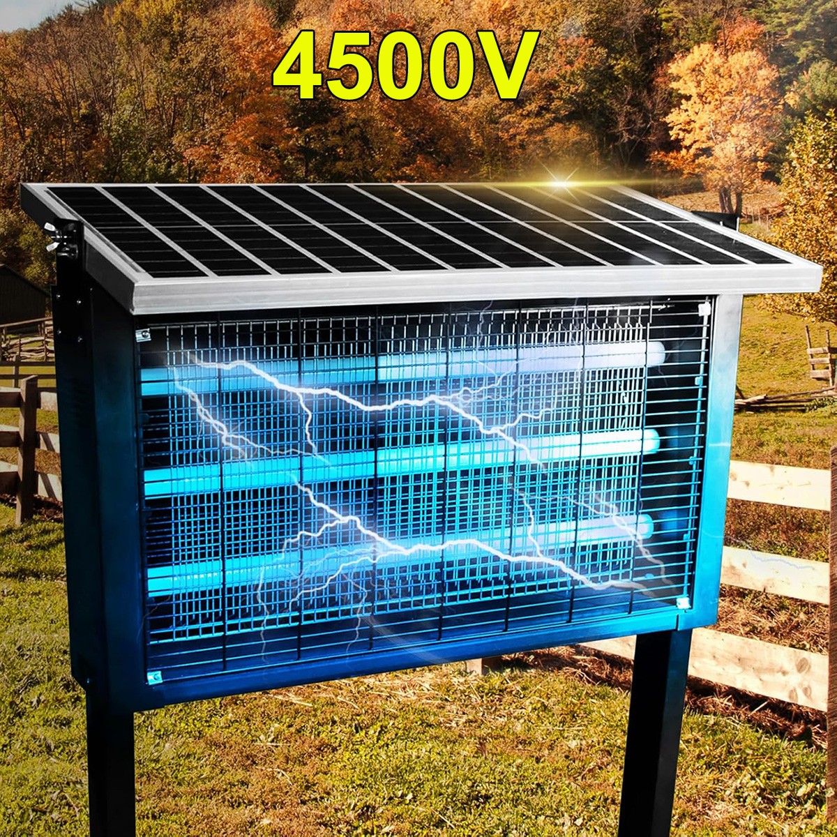 Solar Bug Zapper Outdoor Mosquito Zapper 4500V Waterproof Rechargeable Fly Trap