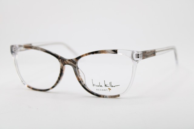 NEW NICOLE MILLER IBIZA C01 CLEAR BROWN GREY MARBLE AUTHENTIC EYEGLASSES 53-15 NEW NICOLE MILLER IBIZA C01 CLEAR BROWN GREY MARBLE AUTHENTIC EYEGLASSES 53-15