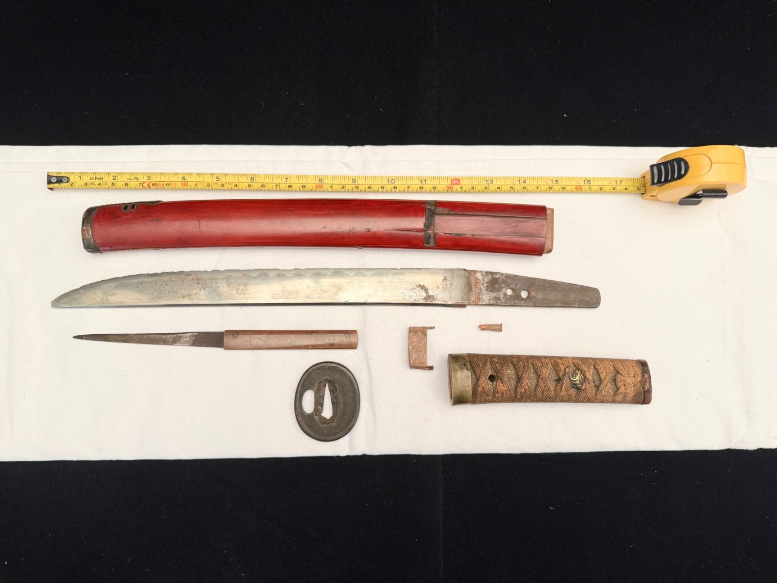 Antique japanese real sword tanto + koshirae + kozuka - BAD CONDITION