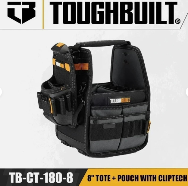 •	TOUGHBUILT TB-CT-180-8 Pouch Tool Bag EXPRESS with Tote and clip