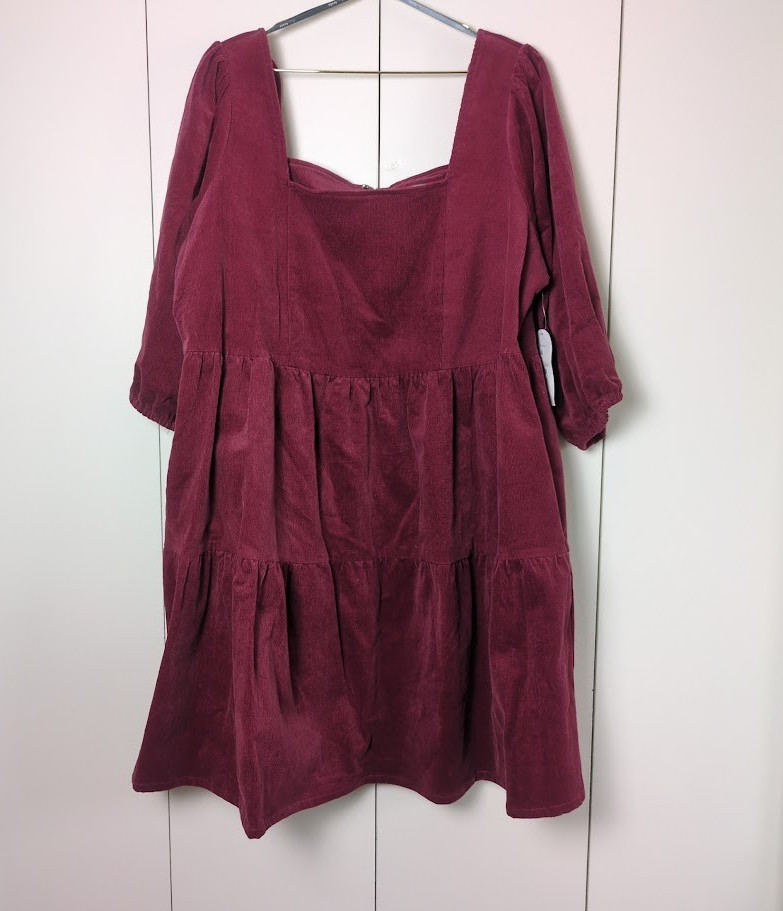 NWT Arula Altar\'d State Burgundy Dress Babydoll Mini 1X, A Short Sleeve NWT Arula Altar\'d State Burgundy Dress Babydoll Mini 1X, A Short Sleeve