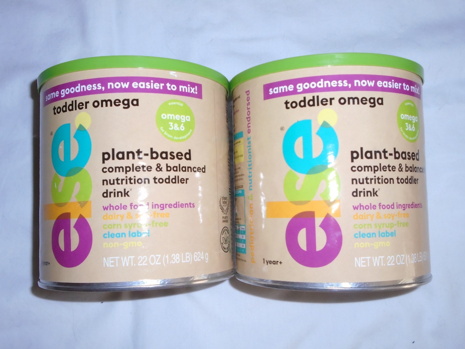 (2) Else Toddler Omega Organic Plant-Based Drink Powder 22 oz Cans Exp 11/2026