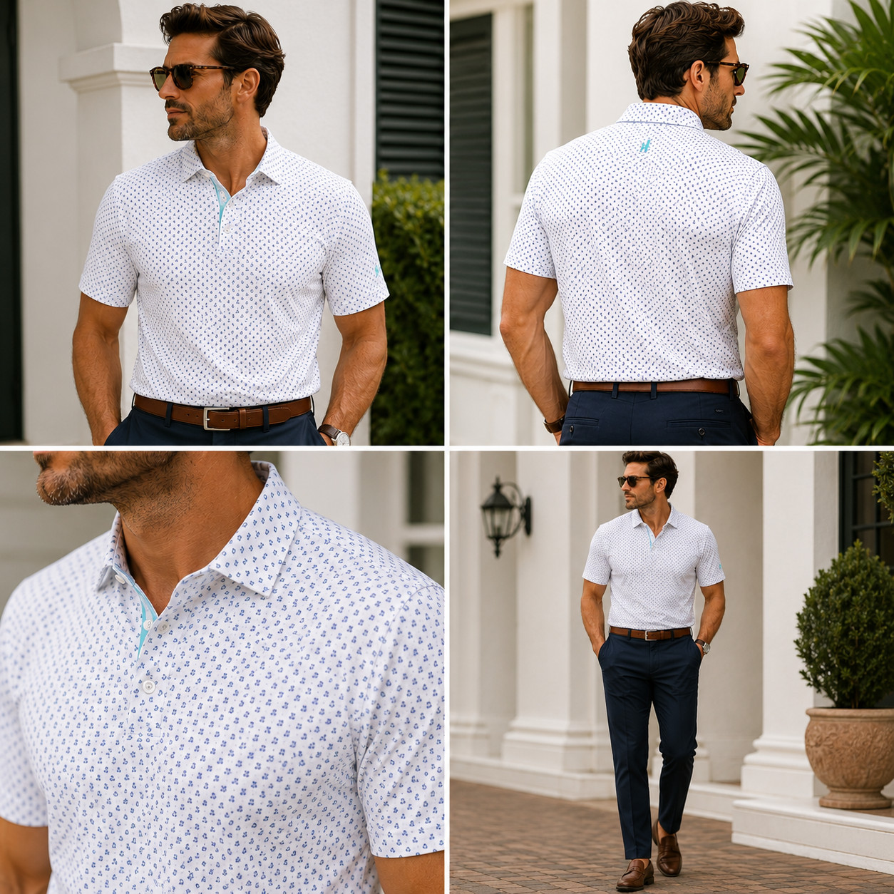 JOHNNIE-O Mens XL Keaton Caicos White Surf Golf Polo Performance Shirt NEW JOHNNIE-O Mens XL Keaton Caicos White Surf Golf Polo Performance Shirt NEW