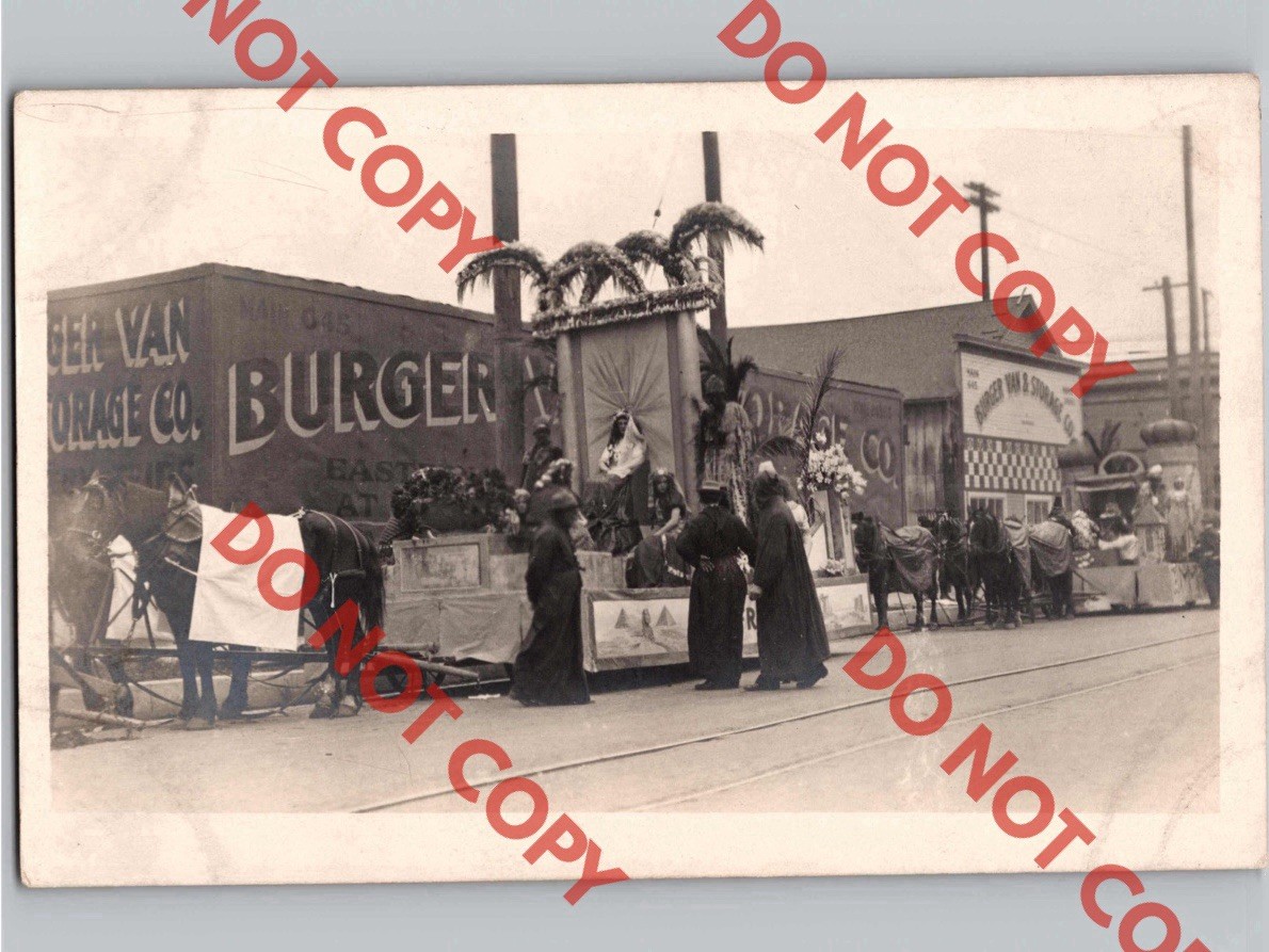c1910 Burger Van Storage Co LOS ANGELES California CA Egyptian Parade RPPC