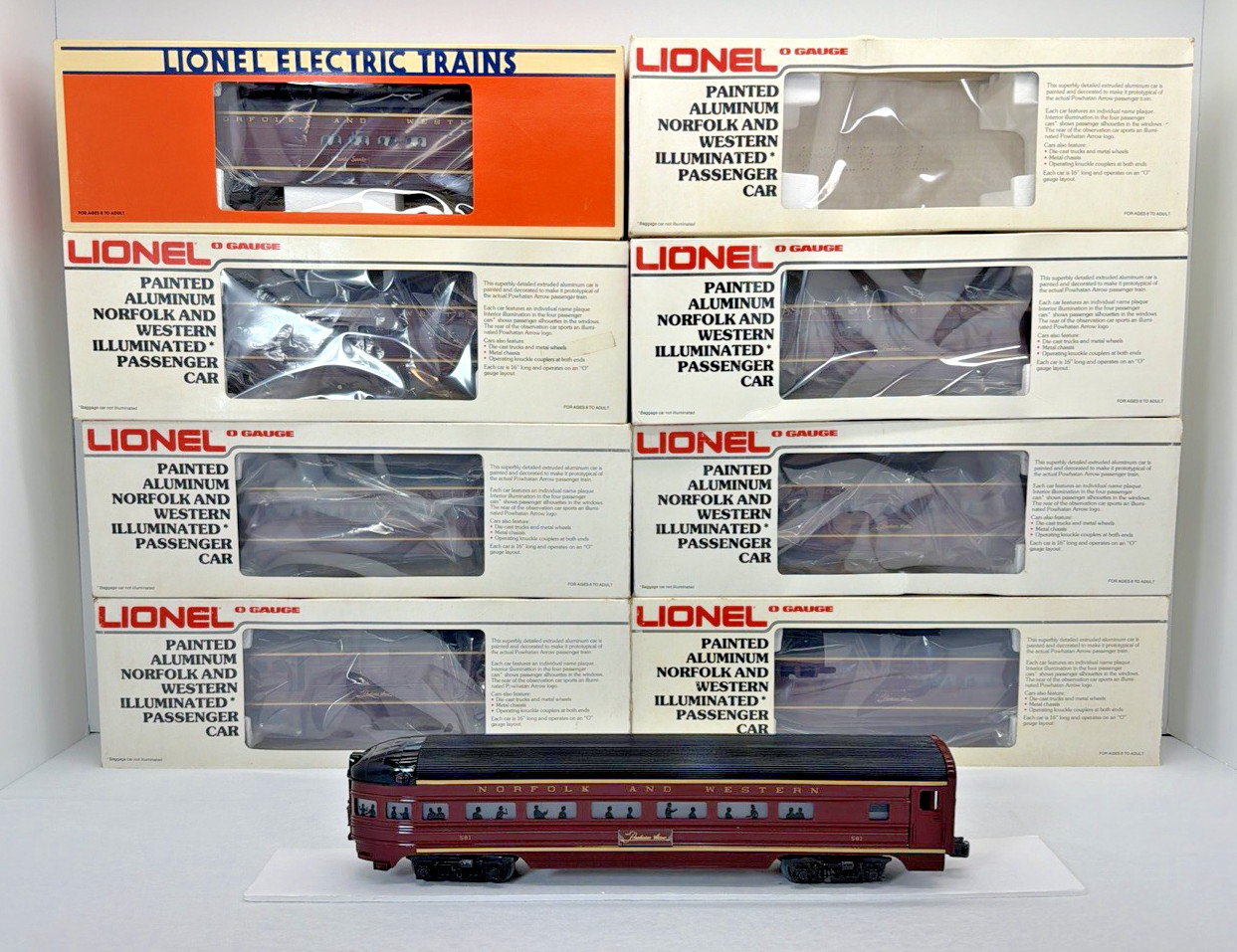 Lionel Norfolk & Western Aluminum 8 Car Passenger Set O New 6-9562 - 9567 19108