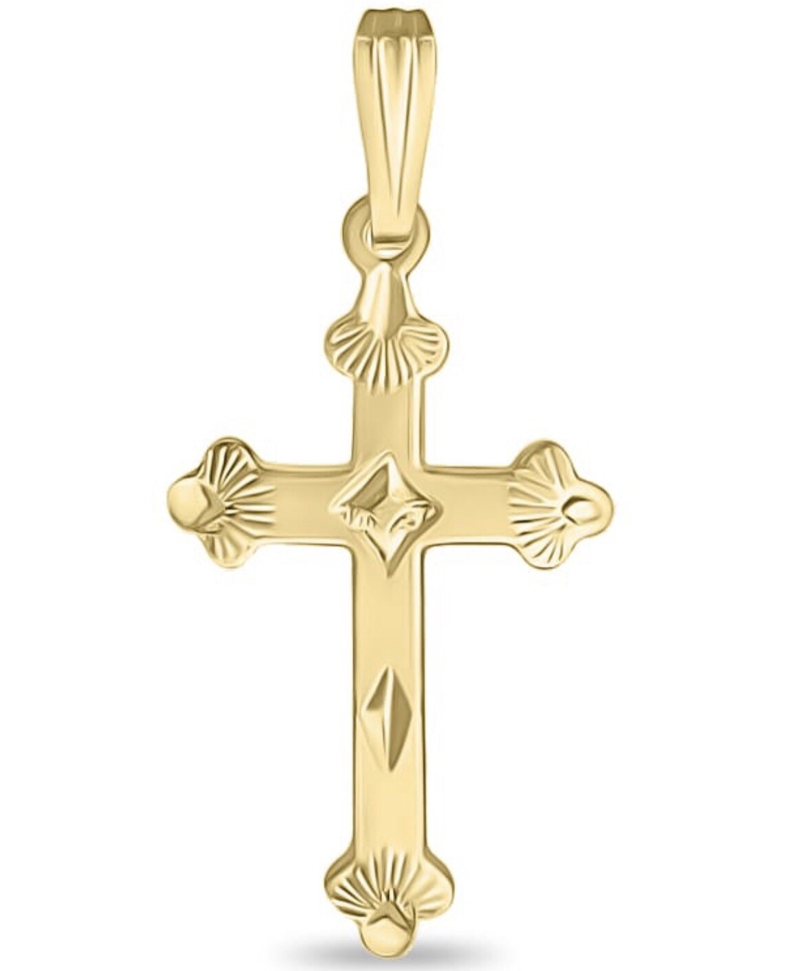 Solid 1/20 14K Yellow Gold Real Gothic Cross Catholic Religious Pendant Crucifix