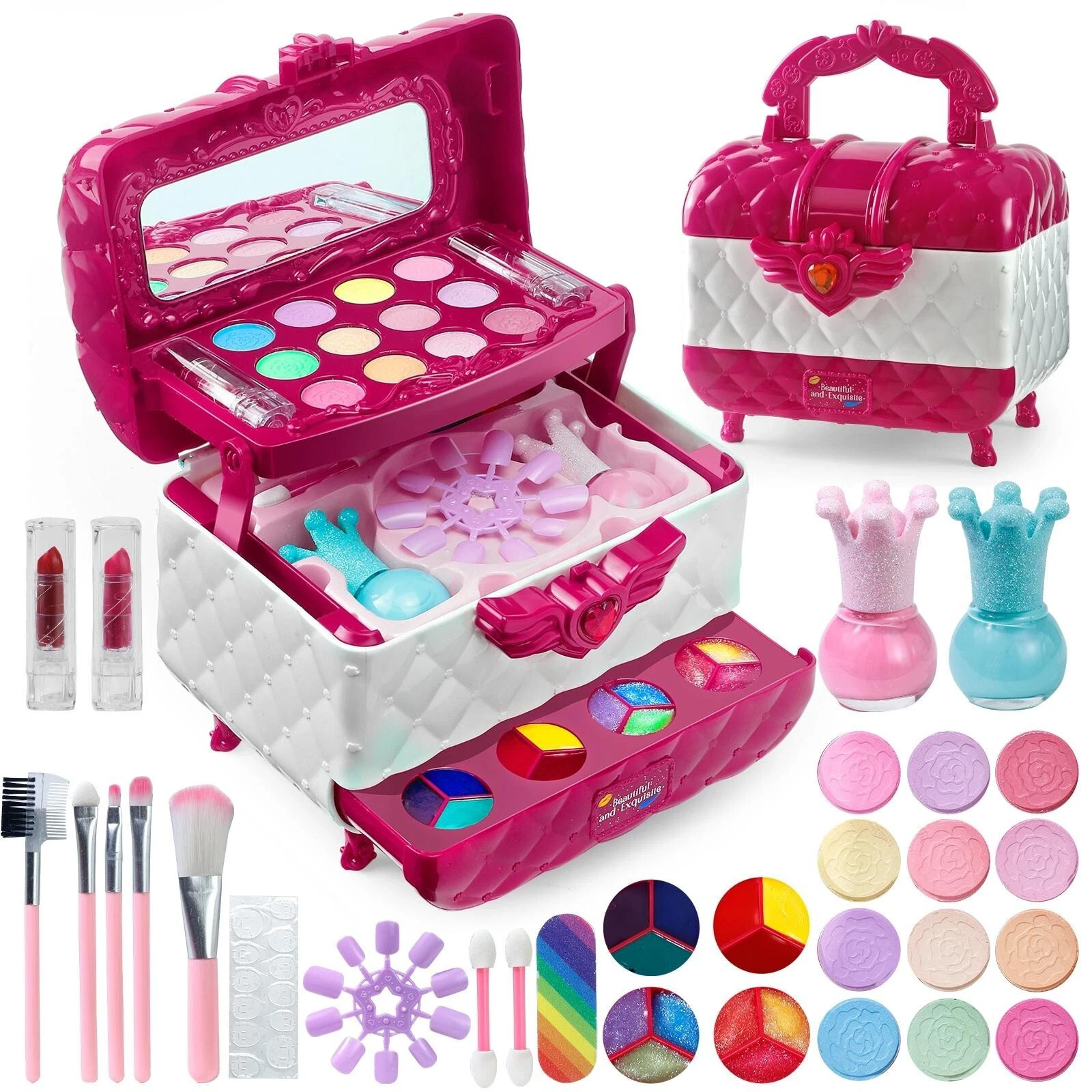 Kids Washable Makeup Set Girls Pretend Makeup Kit Princess Toy Gift