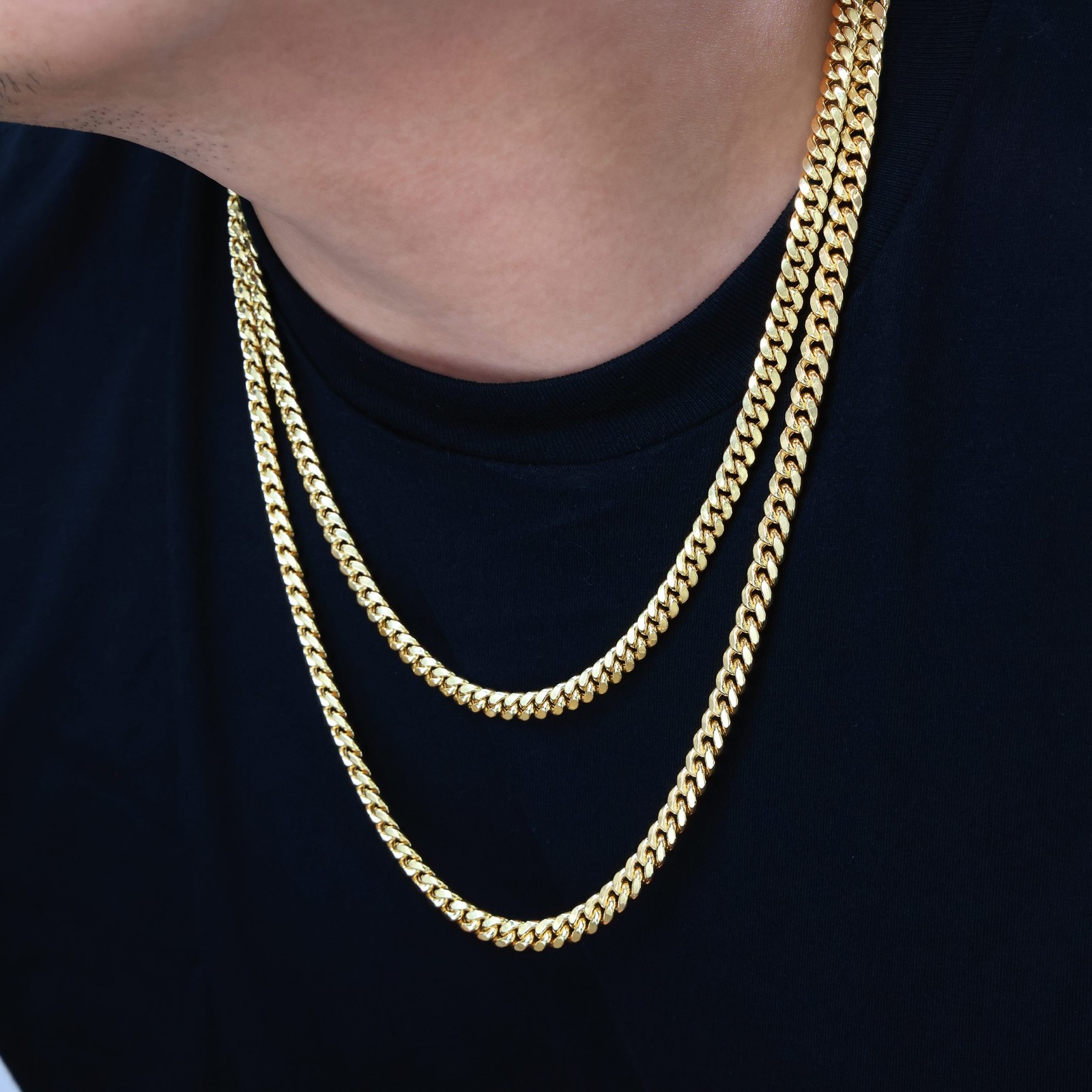 14K Yellow Gold 3mm-12.5mm Miami Cuban Link Chain Necklace Mens Women 16 14K Yellow Gold 3mm-12.5mm Miami Cuban Link Chain Necklace Mens Women 16