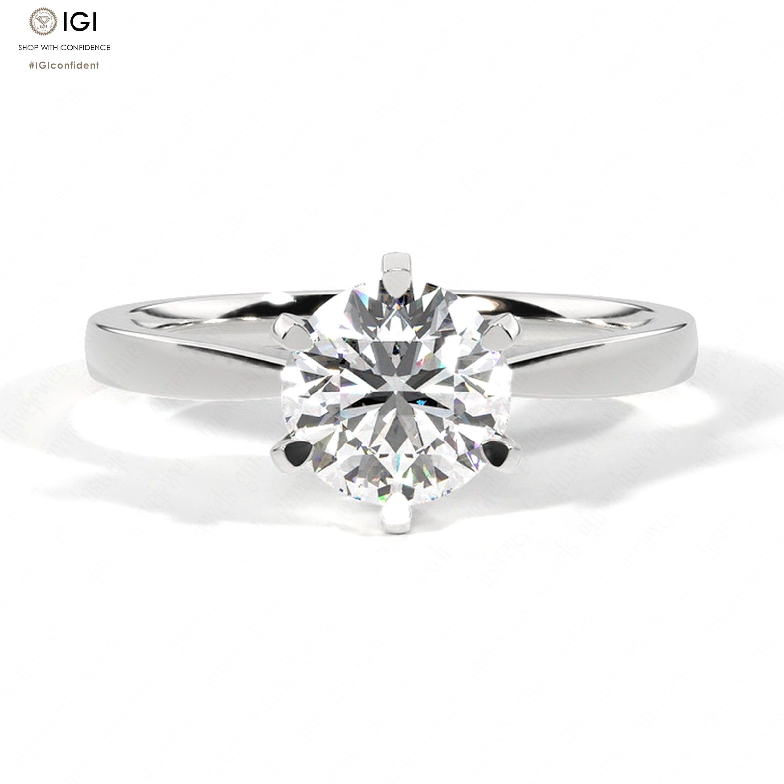 IGI 1.45Ct Round Cut F VS1 Lab Grown Diamond Engagement Ring In 14K White Gold