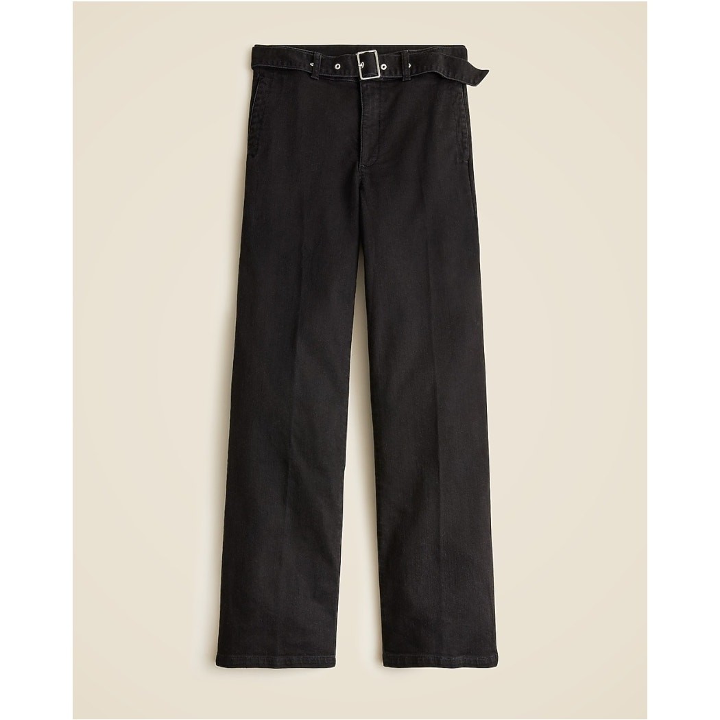 J.Crew Black Belted High Rise Wide Leg Jean Denim Pants Style CF130 Womens Sz 26